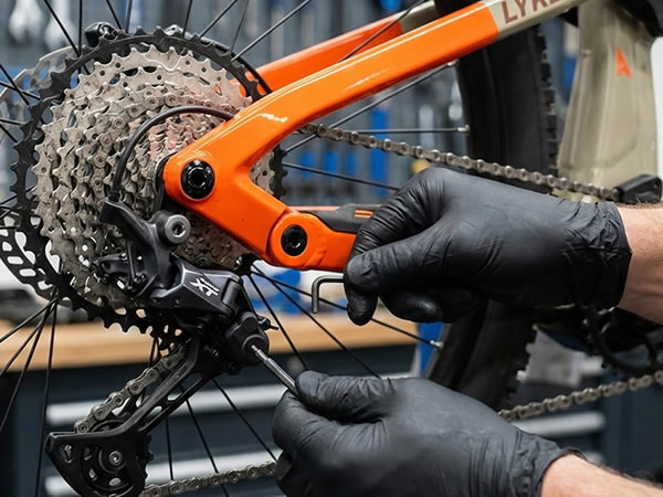 Ajuste mecánico en el taller de Ciclos Martín